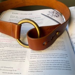 Genuine Leather London Brown'n Brass Belt Size: M